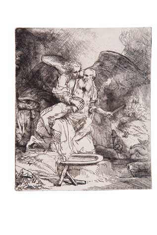 Appraisal: REMBRANDT VAN RIJN Abraham's Sacrifice Etching and drypoint x mm