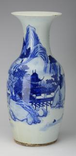 Appraisal: Large Chinese porcelain vase w landscape scene h Chinese blue