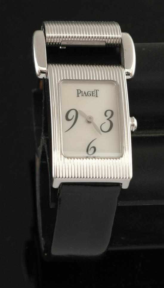 Appraisal: A Ladies Piaget Miss Protocole gold wristwatch Quartz movement rectangular