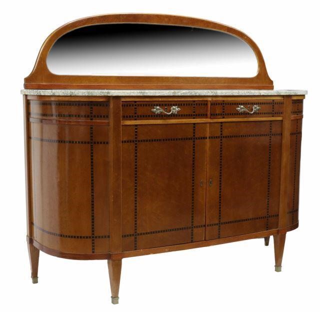 Appraisal: French Art Deco marble-top bird's eye maple sideboard c s