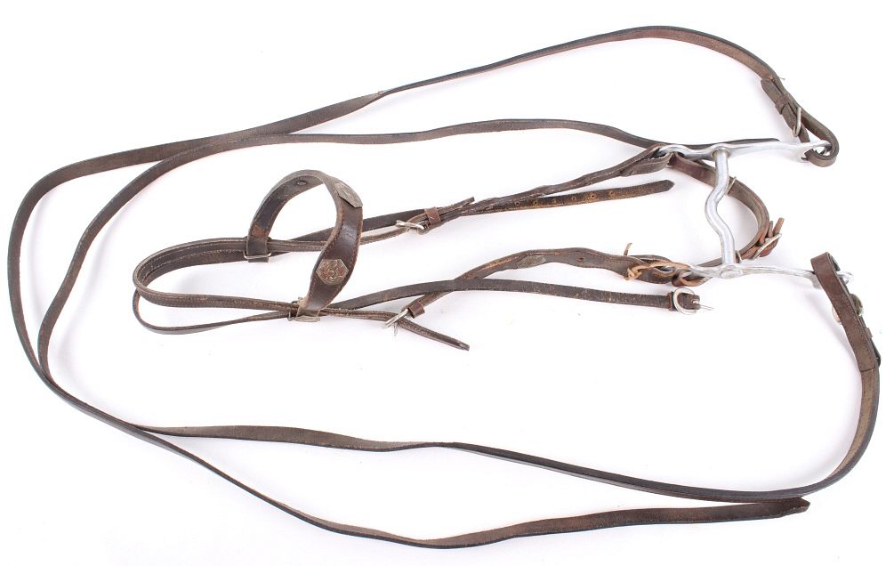 Appraisal: Gold Silver Accented Black Leather Headstall Featured in this lot