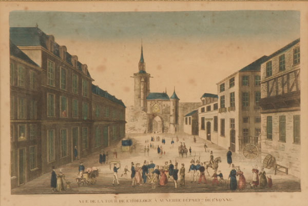 Appraisal: Two early th century French hand colored cityscape prints Vue