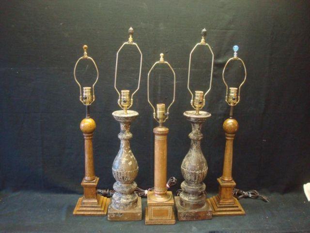 Appraisal: Wood Lamps pair of pillar form pair of urn form