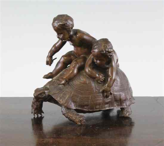 Appraisal: Louis-Ernest Barrias - a bronze group of two cherubs and