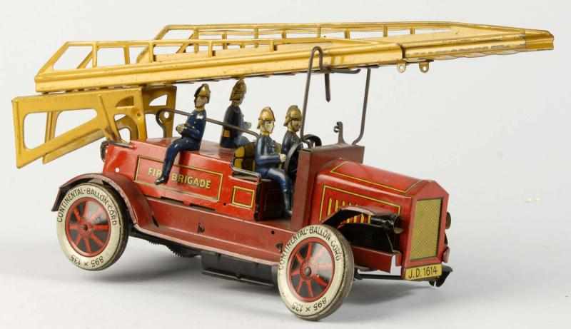 Appraisal: Tin Litho Distler Fire Brigade Ladder Wind-Up Toy Description German