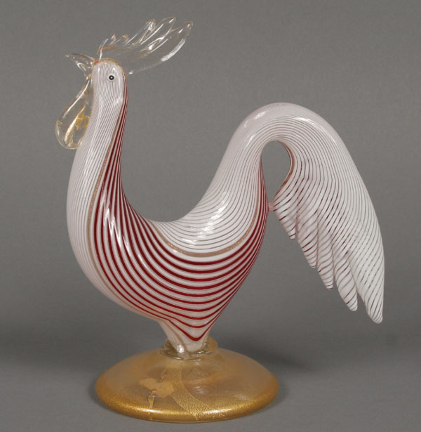 Appraisal: Dino Martens Murano art glass filigrana rooster sculpture paper label