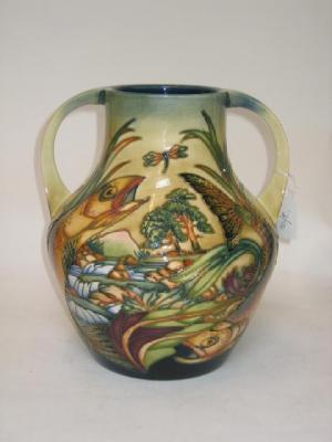 Appraisal: A MOORCROFT POTTERY TWO HANDLED VASE dated ' tube lined