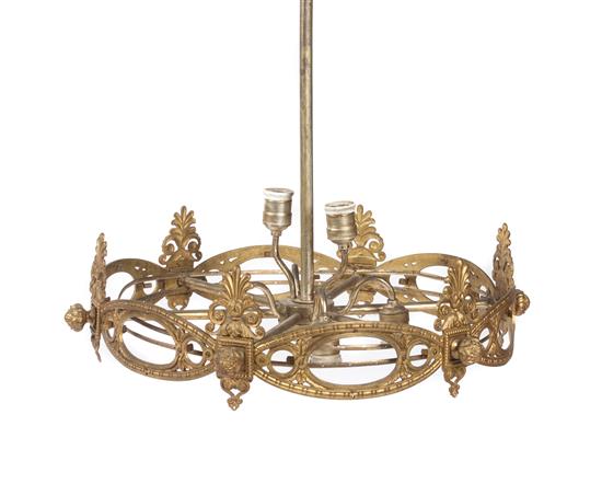 Appraisal: Sale Lot A Gilt Metal Six-Light Chandelier the circular frame