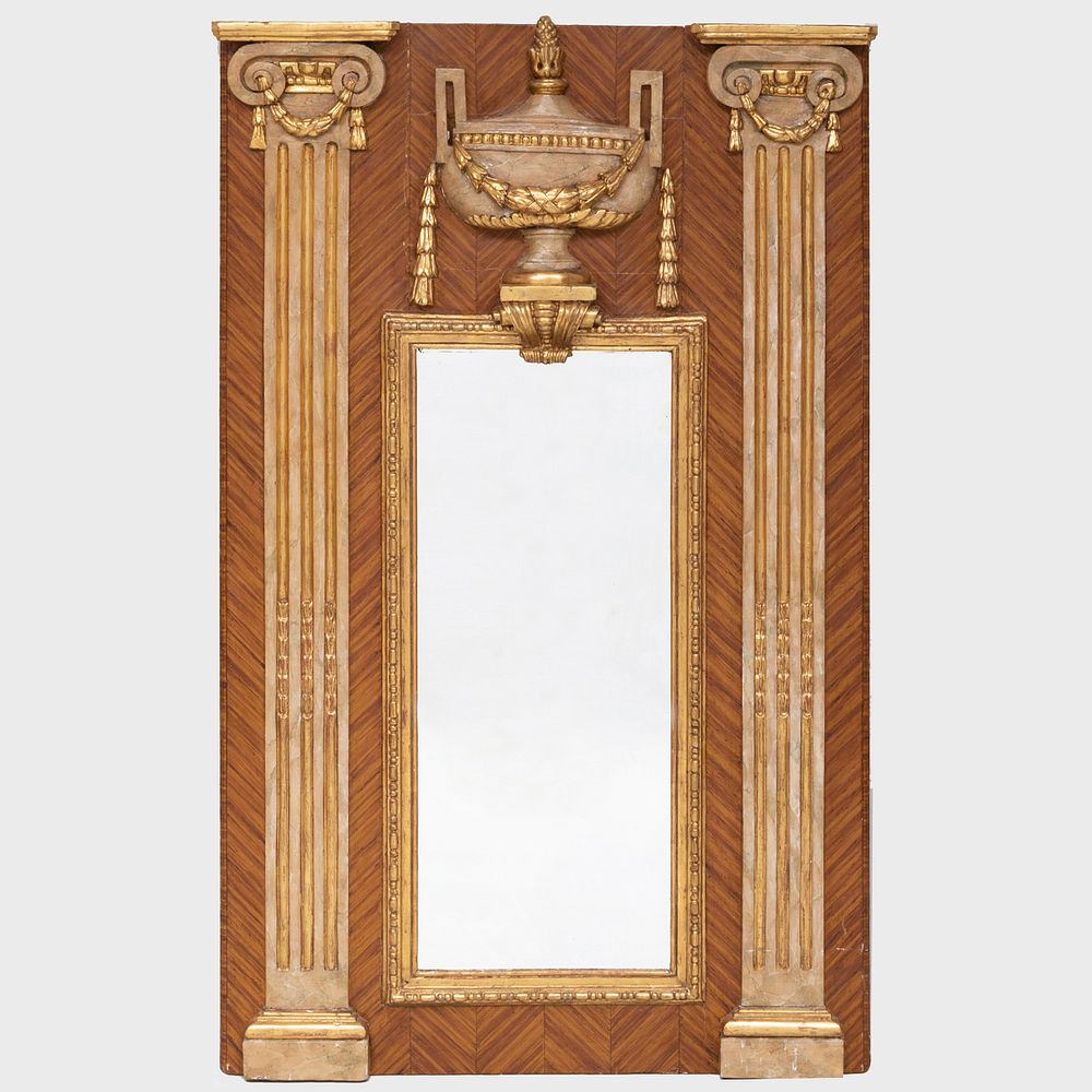 Appraisal: Danish Neoclassical Painted Faux Bois Faux Marble and Parcel-Gilt Trumeau