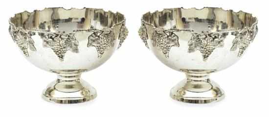 Appraisal: A PAIR OF SILVER PLATE PUNCH BOWLS Each deeply formed