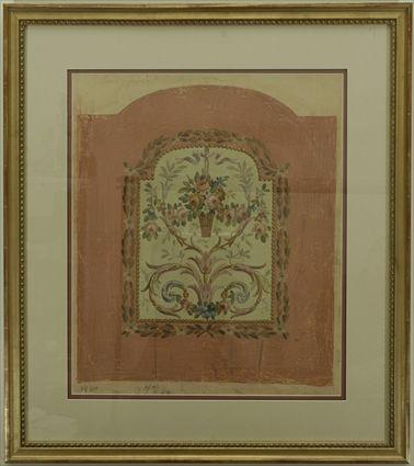 Appraisal: French Design for Louis XVI-Style Upholstery Fabric Gouache on paper