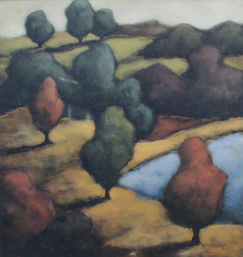 Appraisal: N GREGORY LANDSCAPE PAINTING Oil Paper Sight size '' x