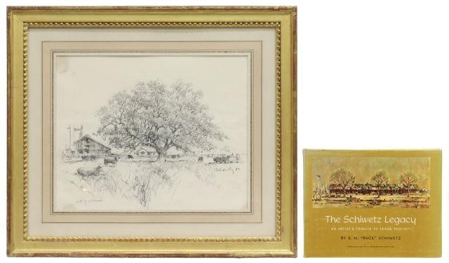 Appraisal: Framed pencil drawing on paper Out of Giddings signed lower