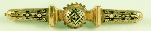 Appraisal: Victorian Etruscan bar pin in tested K yellow gold with