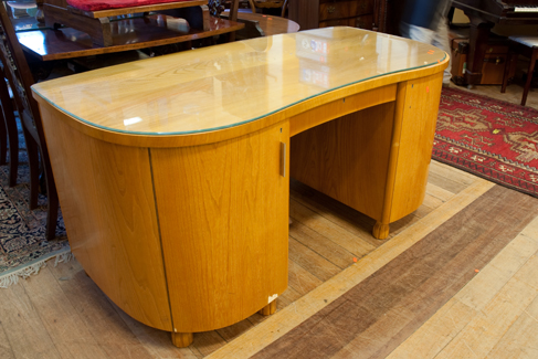 Appraisal: DECO BLONDWOOD KIDNEY SHAPED DESK