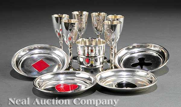 Appraisal: Mardi Gras The Atlanteans sterling silver cordial glasses Jolliker the