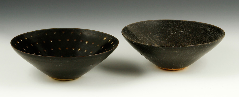 Appraisal: - Pr Chinese Porcelain Bowls Pair of Chinese bowls black