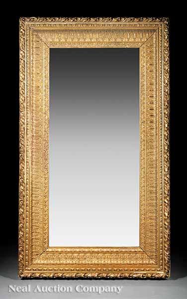 Appraisal: An American Rococo Carved Giltwood Pier Mirror th c deep