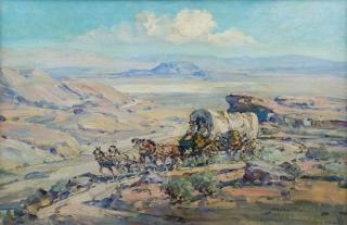 Appraisal: Crossing the Plains by Marjorie Reed Marjorie Reed - oil