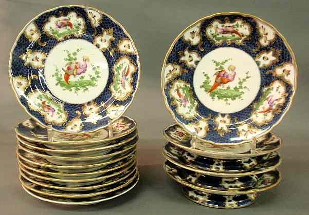 Appraisal: Ten Worcester porcelain plates and four footed dishes late th