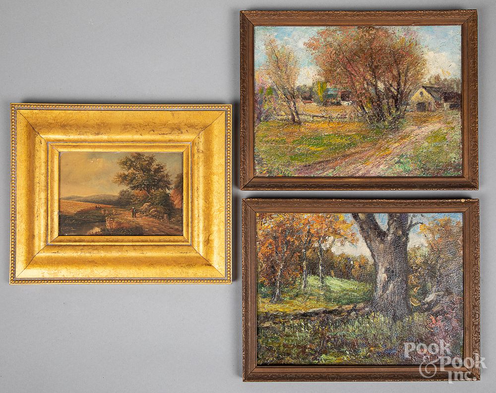 Appraisal: Arlington Lindenmuth oil on board landscapes Pair of Arlington Lindenmuth