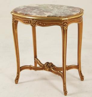 Appraisal: FRENCH LOUIS XV STYLE SERPENTINE MARBLE TOP SALON TABLE FRENCH