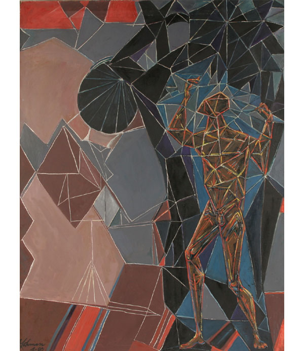 Appraisal: Robert Lohman American - Experience cubist male figure oil on