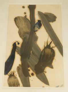 Appraisal: Signed JAMES NARES Oil on Paper Untitled Gray and blue