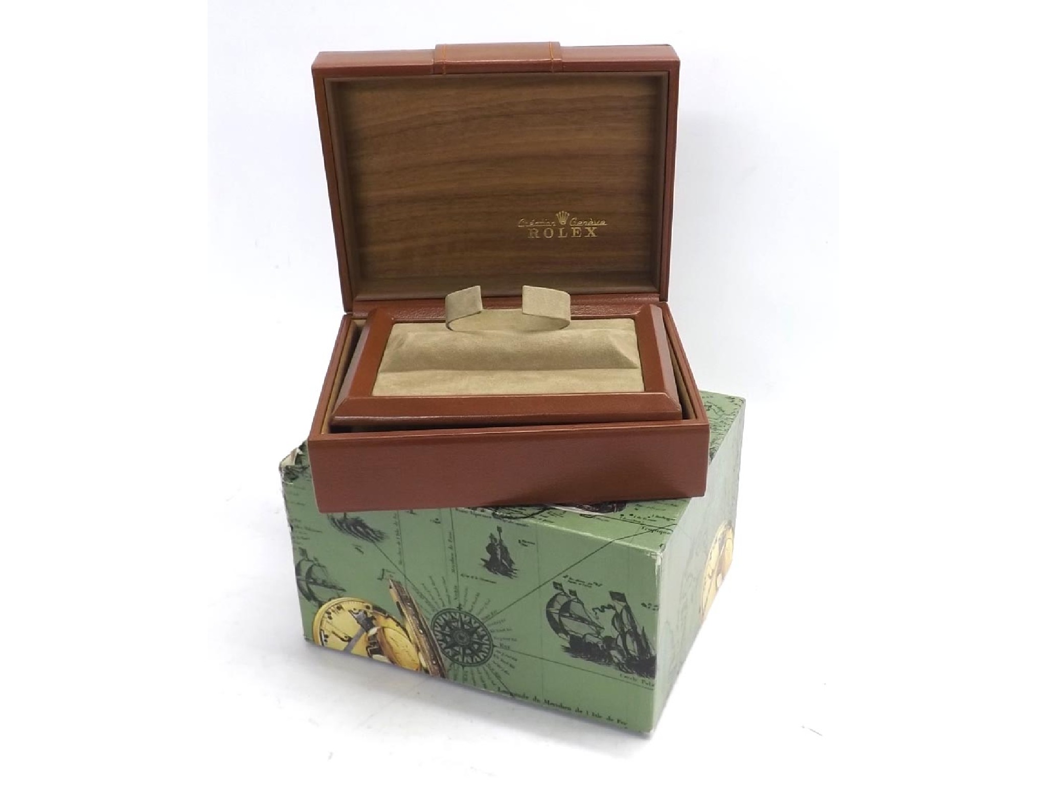 Appraisal: Rolex tan leather watch box with watch display and outer