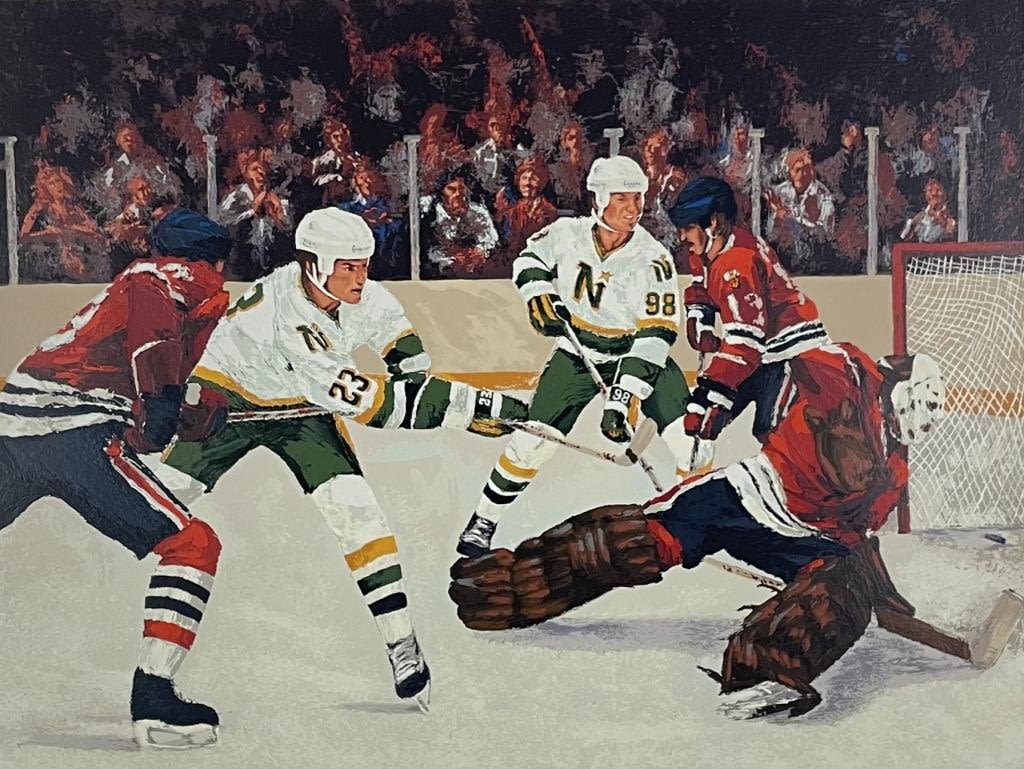 Appraisal: Mark King Hockey Northstars Serigraph A P Hand signed Good