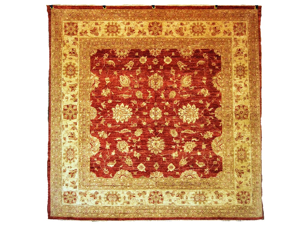 Appraisal: Indian Pakistan unusual square small carpet