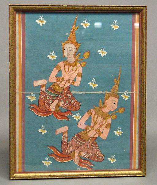 Appraisal: Four Thai illustrations from manuscripts Each color and gilt on