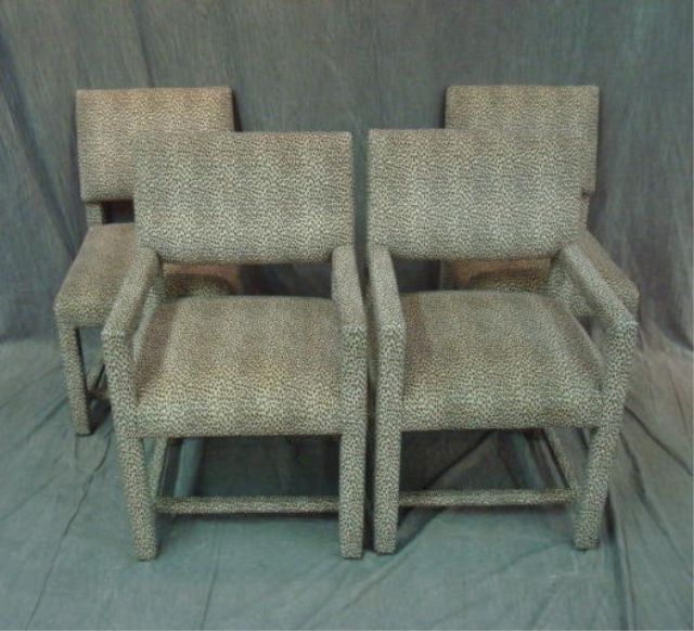 Appraisal: Set of Faux Leopard Skin Chairs arm side Acquired with