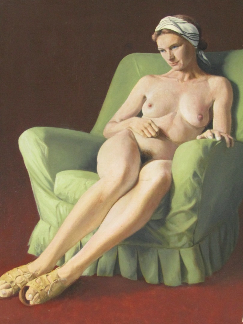 Appraisal: Percival A Bates Nude study - with chair oil on