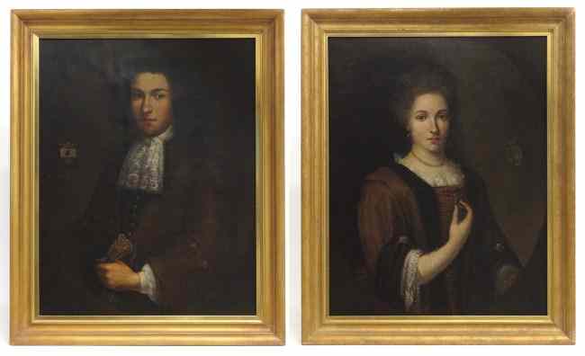 Appraisal: Pair th c Dutch or German school oil on canvas