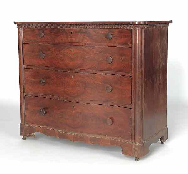 Appraisal: Mahogany serpentine front chest of drawers th c h w