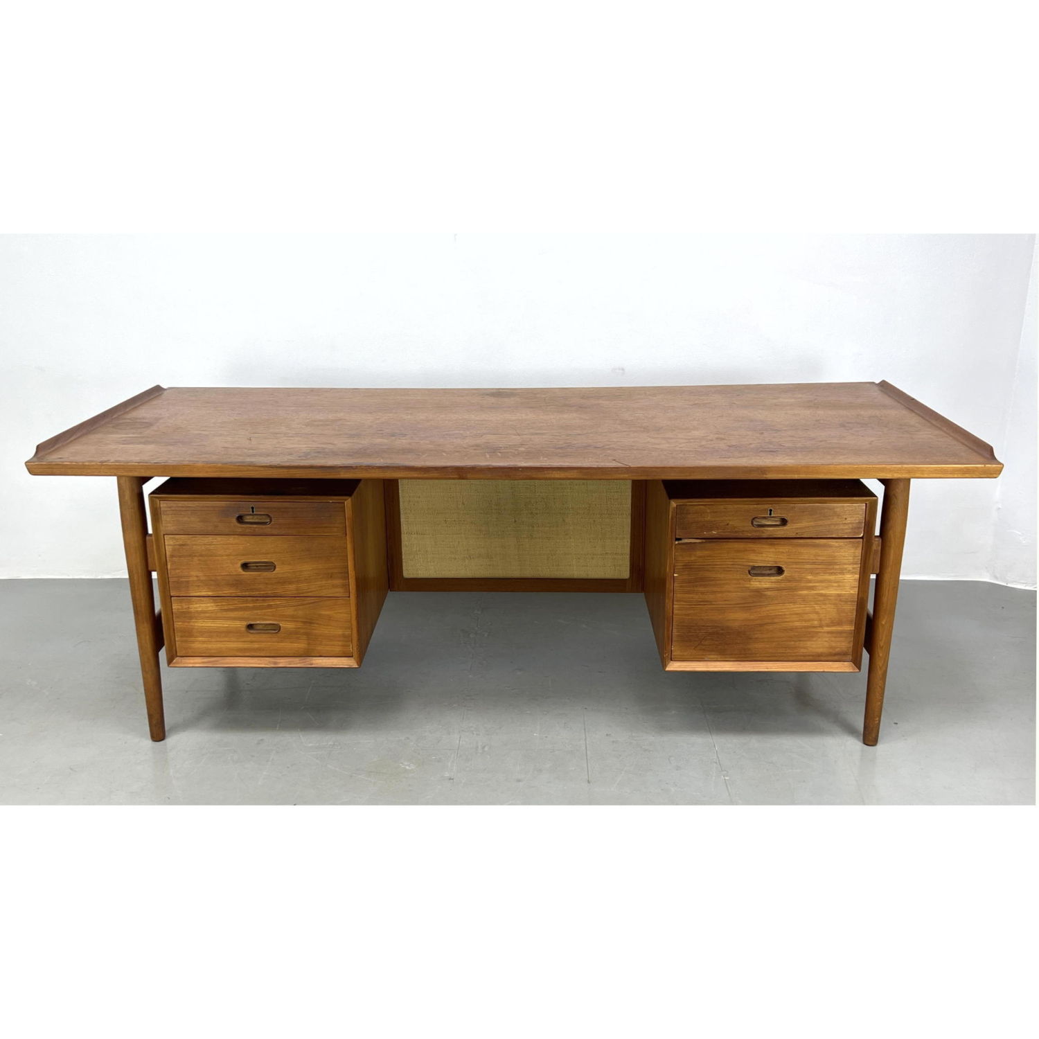 Appraisal: SIBAST Danish Modern Teak Desk Floating Cabinets Label Dimensions H