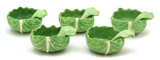 Appraisal: Sale Lot Five Dodie Thayer Lettuce Ware Open Salts with