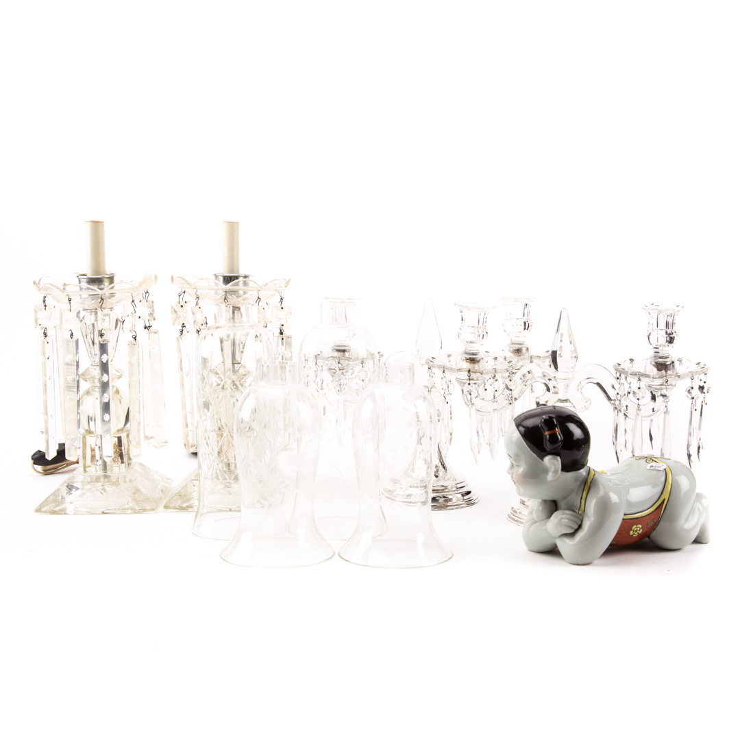 Appraisal: Two pairs of crystal candelabra and other objects including pair