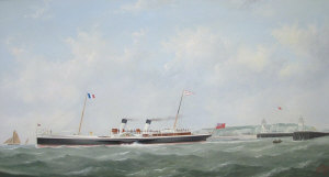 Appraisal: George Mears - - The Cross-Channel paddlesteamer Rouen Leaving Newhaven