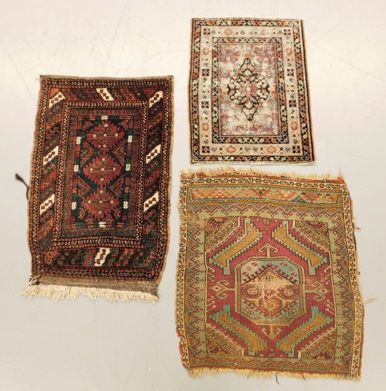 Appraisal: PC GROUP OF ANTIQUE SMALL RUGS Middle East Circa Includes