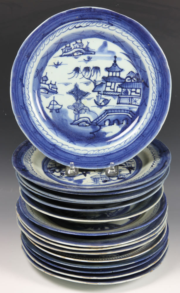 Appraisal: - Set of Nanking Blue and White Plates Set of