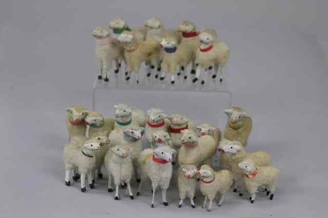 Appraisal: GROUP OF EARLY WOOLLY SHEEP Germany large grouping of early