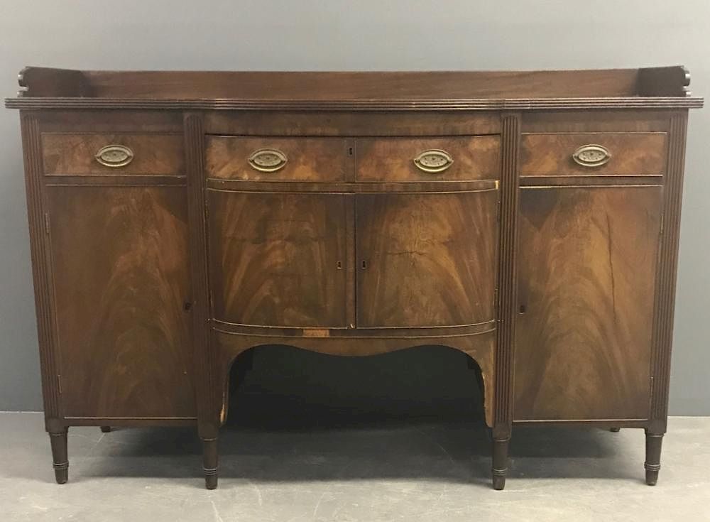 Appraisal: Sheraton Mahogany Sideboard Sheraton mahogany sideboard circa with galleried top