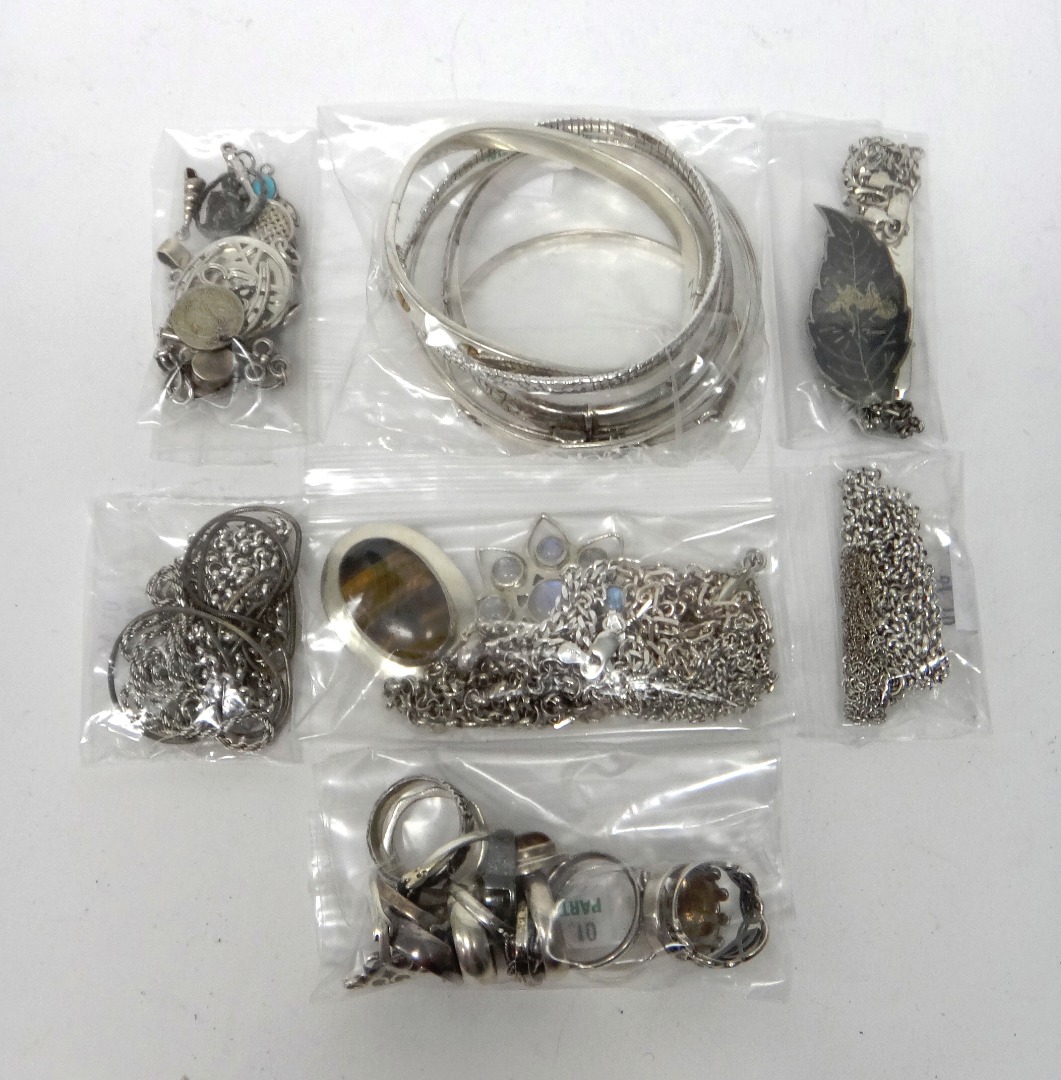 Appraisal: Mostly silver jewellery comprising four pendants with neckchains six necklaces