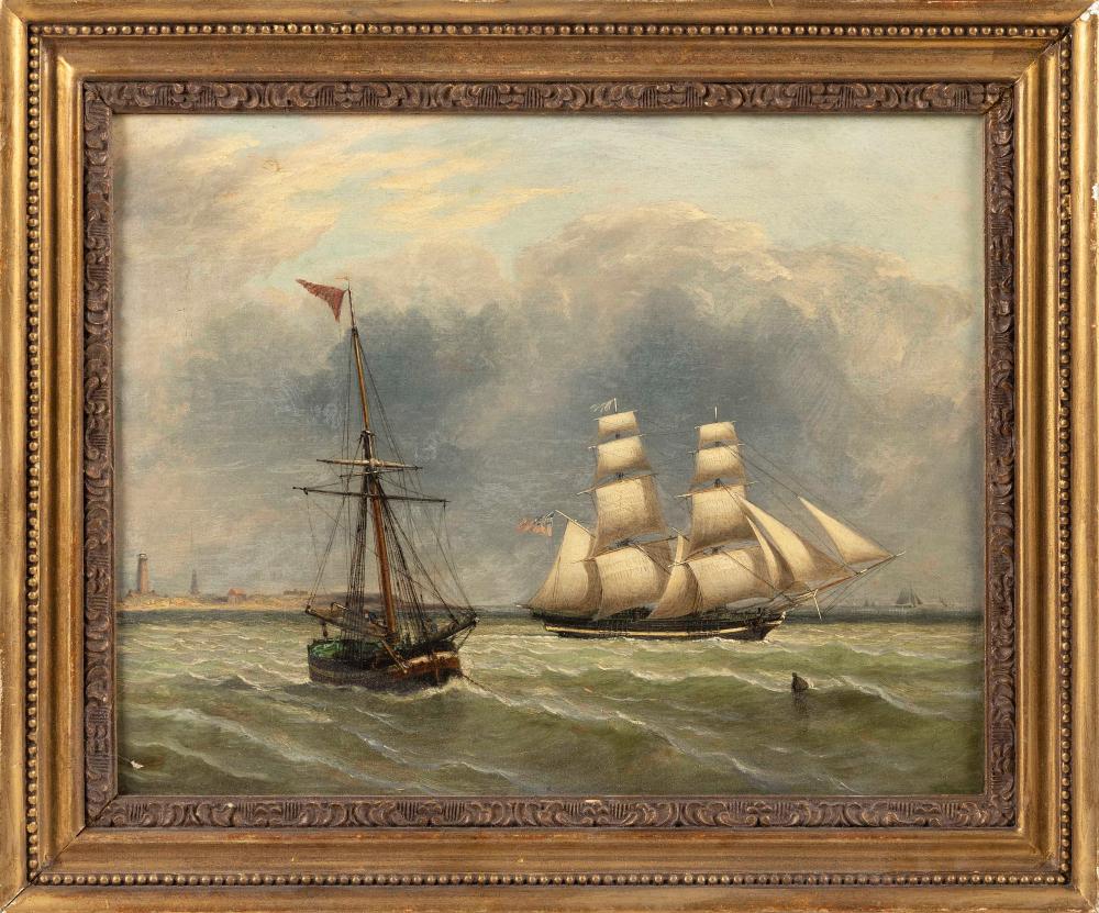 Appraisal: ENGLISH SCHOOL TH CENTURY A BRIG OFF A COAST OIL