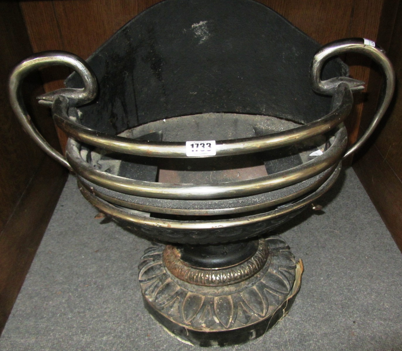 Appraisal: A steel and iron fire basket