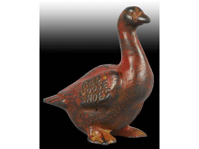 Appraisal: Cast Iron Squatty Red Goose Shoes Still Bank Description Made