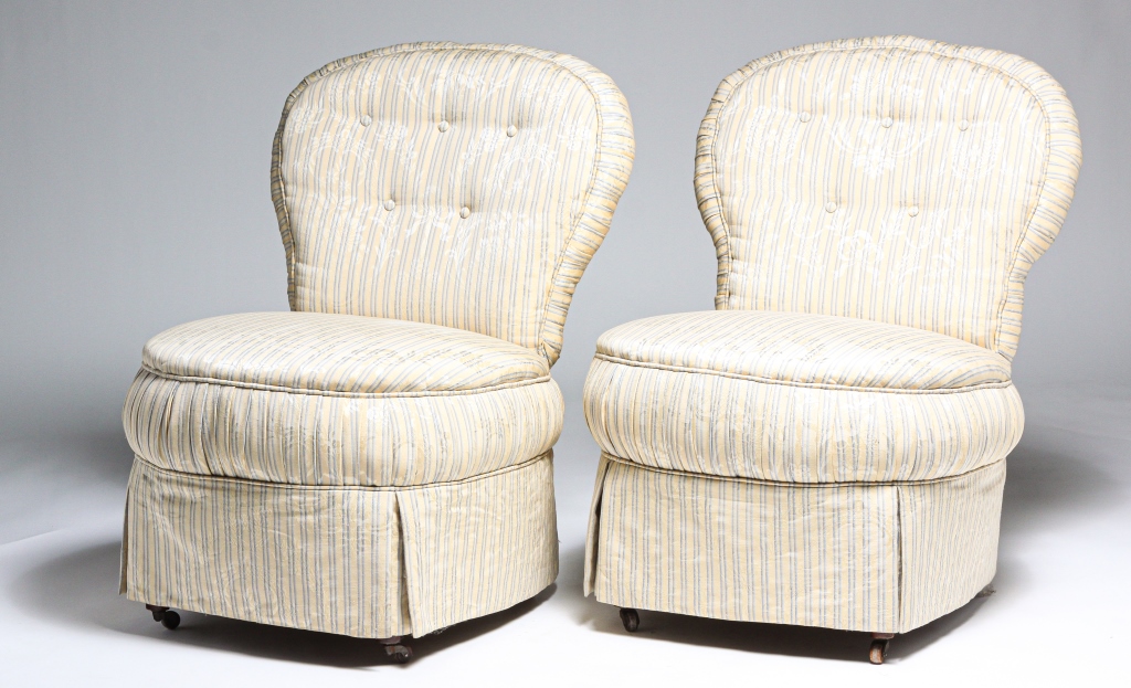 Appraisal: PAIR OF AMERICAN VICTORIAN BOUDOIR CHAIRS Fourth quarter th century