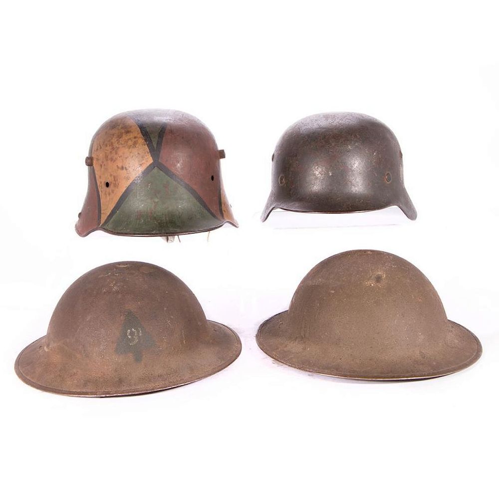 Appraisal: Four WWI and WWII era German and American helmuts A